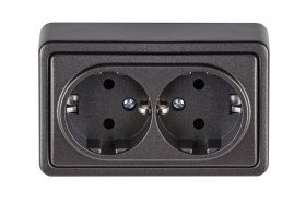 Kištukinis lizdas VILMA Sl+250, paviršinis, 2 vietų, su įž., antracito sp., RP16-021