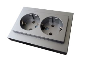 Kištukinis lizdas LIREGUS Epsilon, 2 vietų, įleidžiamas, metalo sp., su įžeminimu, sraigtiniai pajungtimo kontaktai, IKL16-405.E/Mt 