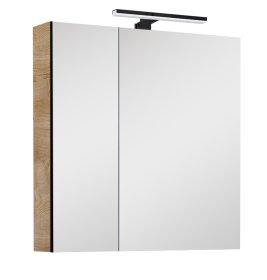 Vonios spintelė ELITA Cabinet 60, 61,8x50x12,9 cm, pakabinamas veidrodis su LED, 2 durelės, „Canela“ ąžuolas / juoda, 168087