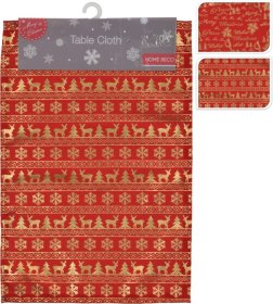 Kalėdinė staltiesė su raudonomis ir auksinėmis detalėmis, 30 x 45 cm