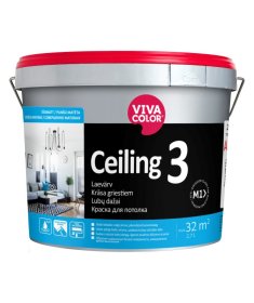Vandeniniai dažai luboms VIVACOLOR Ceiling 3 Ap, 2,7 l, balti, visiškai matiniai