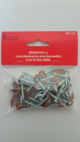 Sraigtai padidinta galva, 4,2 x 19 mm, RAL8004, molio sp. sp., 50 vnt.