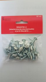 Sraigtai padidinta galva, 4,2 x 19 mm, RAL9010, balta sp., 50 vnt.