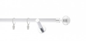 Sieninis viengubas karnizo rinkinys STOL-KAR Kula, Kompl.-skersinis (1vnt), viengubi laikikliai(2vnt), antgaliai(2vnt), žiedai su segtukais(20vnt).Tvirtinamas prie sienos.