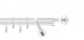 Sieninis dvigubas karnizo rinkinys STOL-KAR Kula, Kompl.-skersinis(2vnt),dvigubi laikikliai(3vnt), antgaliai Kula(2vnt), antgaliai Luna(2vnt), žiedai su segtukais(48vnt).