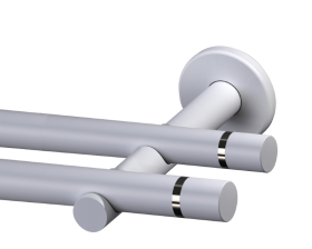 Sieninis dvigubas karnizo rinkinys MARDOM TOKYO II, 160cm ilgio, 19mm skersmens, be žiedų su segtukais, baltos spalvos