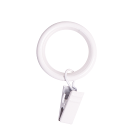 Karnizo žiedai su segtukais MARDOM 10 Vnt., Metaliniai žiedai su segtukais. Skersmuo -19mm. Pakuotėje - 10vnt. Spalva - balta.