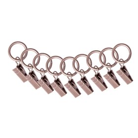 Karnizo žiedai su segtukais MARDOM 10 Vnt., Metaliniai žiedai su segtukais mini karnizui. Spalva - satino. Pakuotėje - 10vnt.