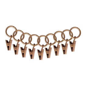 Karnizo žiedai su segtukais MARDOM 10 Vnt., Metaliniai žiedai su segtukais mini karnizui. Spalva - žalvario. Pakuotėje - 10vnt.