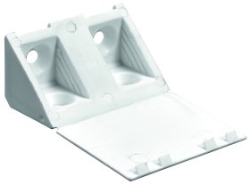 Tvirtinimo kampukas plast. HETTICH, pak. 4 vnt. 20x20x43mm, baltos sp., 89363