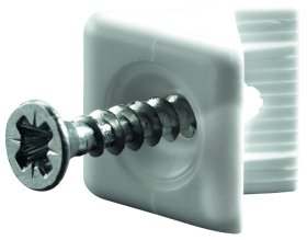 Galinės sienelės sujungimas HETTICH, pak. 20 vnt. plastikas, 15x10, 7mm, baltos sp., 89377