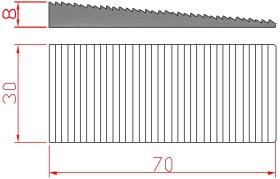 Montažiniai pleištai EDELMAX 1632:E, 70 x 30 x 8 mm, dantukai iš vienos pusės, pleištai 90 laipsnių kampu, 50 vnt.