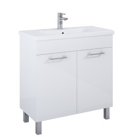 Vonios spintelės komplektas ELITA Cheese Plus 80, 98,5 x 81 x 39,5 cm, apatinės, pastatoma, su praustuvu, 2 durelės, balta