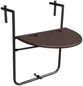 Pakabinamas pusapvalis stalas NOVELLY HOME BY-60R, 3 x 60 x 4,5, plastikas + plienas, rudos sp., apkrova iki 15 kg