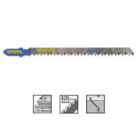 Siaurapjūklio pjūkleliai IRWIN 23-4229, medienai, drožlių plokštei iki 65 mm, ilgis 115 mm, dantukų žingsnis 3 mm, 5 vnt.