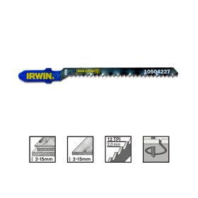 Siaurapjūklio pjūkleliai IRWIN, ilgis 83 mm, dantukų žingsnis 2 mm (medienai, drožlių plokštei nuo 2 iki 15 mm), 5 vnt.