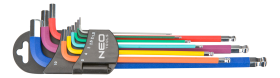 Šešiakampių raktų rinkinys su apvalia galvute NEO S2, 09-512, 1,5-10,0 mm, 9 vnt.