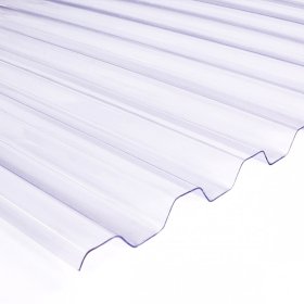 Profiliuota plokštė OMBRE , trapecinė, matmenys 0,7x900x3000 mm, skaidri, PVC lakštai skirti pastogėms, terasoms, balkonams