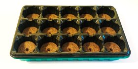 Plastikinė daigykla su durpinėmis tabletėmis, (15 vnt.), daigykla 36 x 23 cm.