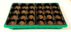 Plastikinė daigykla su durpinėmis tabletėmis, (24 vnt.), daigykla 36 x 23 cm.