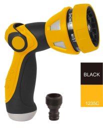 Pistoletinis purkštukas HERVIN GARDEN+ HG-76578, 7-ios funkcijos laistymui, nykščiu reguliuojamas vožtuvas