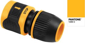 Greita jungtis žarnai HERVIN GARDEN+ HG-29602-03, tinka Ø13 mm (1/2") žarnoms, su vožtuvu, pailginti jungties galai saugo žarną nuo sulinkimo bei išslydimo jungimo metu