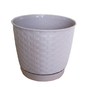 Plastikinis lauko vazonas RATOLLA, su padėklu, kakavinės sp., vazono skersmuo 25 cm.