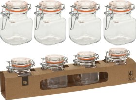 Indai produktų laikymui, 4 vnt., stiklas, 7 x 5 cm