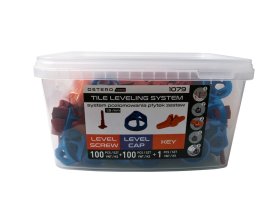 Rinkinys išlyginimo sistemai OSTERO Sys1079, inkaras su sriegiu 100 vnt., veržė 100 vnt., raktas 1 vnt.