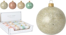 Stiklinis kalėdinės eglės žaisliukas Blizgutis, 6 cm, 4 skirtingų pastelinių sp.