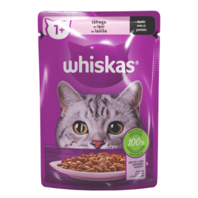 Konservuotas kačių ėdalas WHISKAS Adult, su lašiša, suaugusioms katėms, 85 g