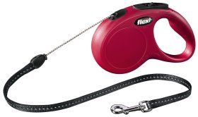 Pavadėlis FLEXI Classic, S, iki 12 kg 5m virvelinis, raudonos spalvos