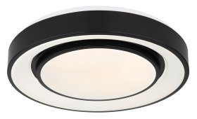 Lubinis LED šviestuvas GLOBO Sully, 24W + RGB 6W, 230V, 2500lm, 3000-6500K + RGB (kompl. 2xAAA, pultas), dimer., vaivorykšt., juodas, 380x75 mm, 41368-24.