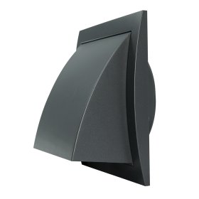 Ventiliacinės grotelės EUROPLAST ND100FVA, d100/148 x 153 mm, plastikinės, išorinės, su atbuliniu vožtuvu, antracito spalvos