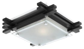 Lubinis šviestuvas GLOBO Edison, E27, 1 x 60W, 230V, su stiklu, medžiu, 270 x 270 x 85 mm, 48324