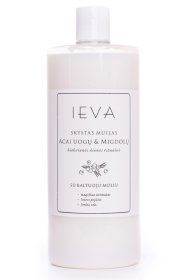 Skystas muilo papildymas IEVA, acai uogų ir migdolų aromato, su baltu kamšteliu, 1000 ml