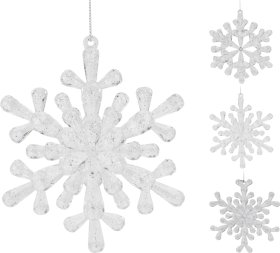 Eglutės žaisliukas Snaigė, permatoma arba sidabro sp., skersmuo 12 cm