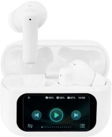 Įkraunamos belaidės ausinės STREETZ T600 TWS, su LCD ekranu, ANC ir ENC, juodos sp.