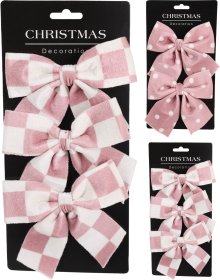 Kaspinų komplektas, 3 vnt., rožinės sp., 2 skirtingi dizainai, 13 x 10 x 1 cm