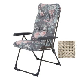 Kėdė su porankiais PATIO Malaga H037-05PB, 118x48x6cm, sulankstoma, plienas, tekstilė, apkrova iki 110kg