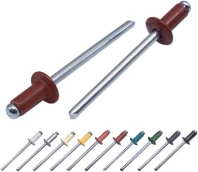 Aliumininės kniedės didele galvute, 3,2 x 8 mm, RAL3009, 50 vnt., raudona