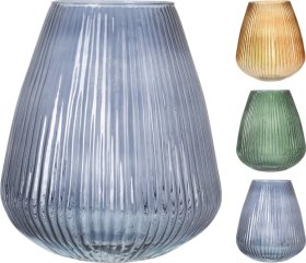 Vaza, stiklas, 3 skirtingos sp., 24,5 x 24,5 x 28 cm