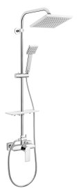 Dušo komplektas FERRO Algeo Square Np74-Baq7U, 20 x 20 cm lietaus dušo galvutė, 7,5 x 7,5 cm dušo galvutė, stovas 113 cm, 150 cm žarna, "Easy Clean System", chromas