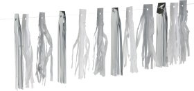 Vakarėlių dekoracija, blizgučių girlianda, sidabro sp., 3 m