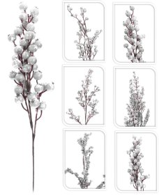 Dekoratyvinė šakelė su uogomis, 37 cm, baltos sp., skirtingų rūšių