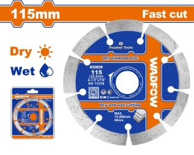 Deimantinis pjovimo diskas WADFOW, sausam pjovimui, 115x22.2 mm, segmento plotis 7,5 mm, WDC1K02
