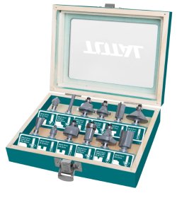 Frezų rinkinys TOTAL, medžiui, jungtis 8 mm, 12 vnt, TACSR1121