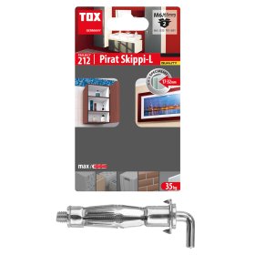 Inkarinis varžtas GKP TOX Pirat Skippi L, M6/65 mm, su kabliu, 2 vnt.