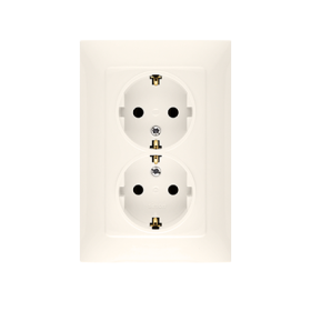 Kištukinis lizdas KONTAKT SIMON 10, kreminės sp., 2 viet., su rėmeliu, CGSZ2Z/41