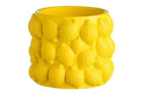 Kambarinis keraminis vazonas 4Living Lemon, geltonos sp., 16,5 x 16,5 x 14 cm.